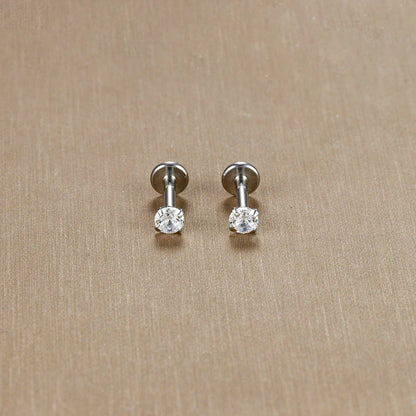 2PC Labret Tragus Stud Earrings 16G Surgical Stainless Steel CZ Crystal  Monroe Helix Cartialge Conch Medusa Lip Body Piercing