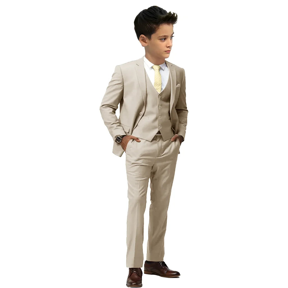 Kids Suits Boys Wedding Tuxedo Formal Jacket Vest Pants 3 Piece Set 2-16 Custom Sizes Clothes Child Blazer