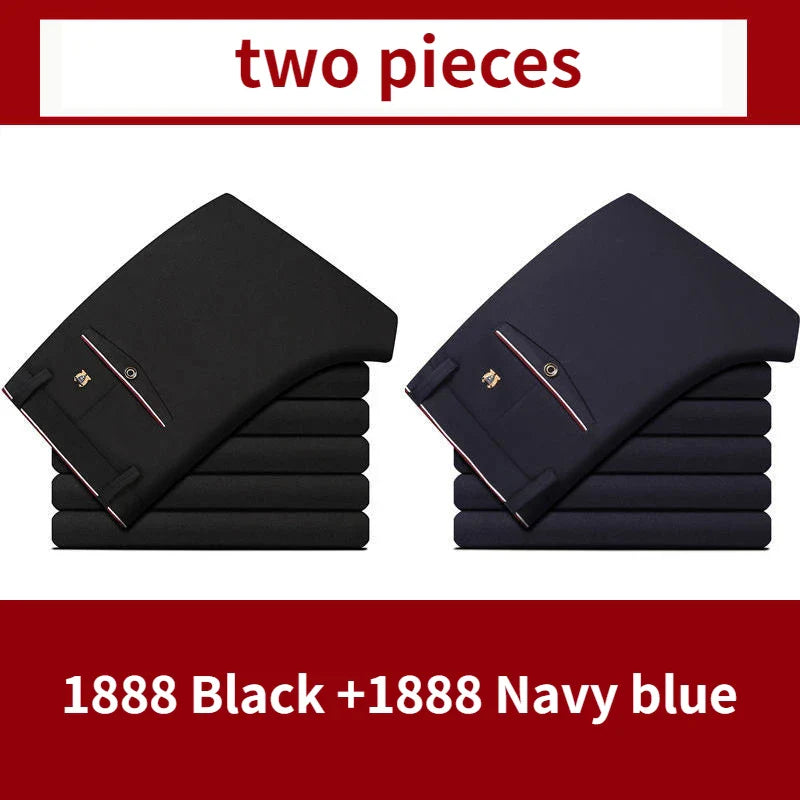 Classic Black Men's Office Dress Pants for Business Formal Fashionable Slim Fit Men's Suit Pants Casual Trousers Plus Size 28-40