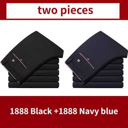 Classic Black Men's Office Dress Pants for Business Formal Fashionable Slim Fit Men's Suit Pants Casual Trousers Plus Size 28-40