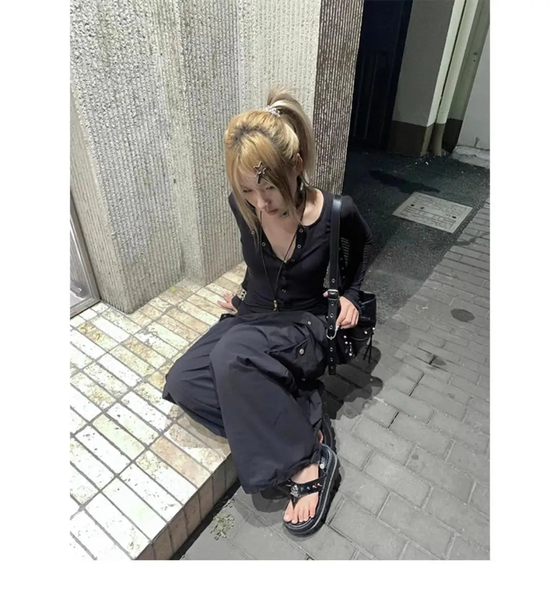 Y2k Japanese T Shirt Women Lace Long Sleeve Print Graphic Tops Streetwear American Retro 90s Crop Tops Autumn Tshirts