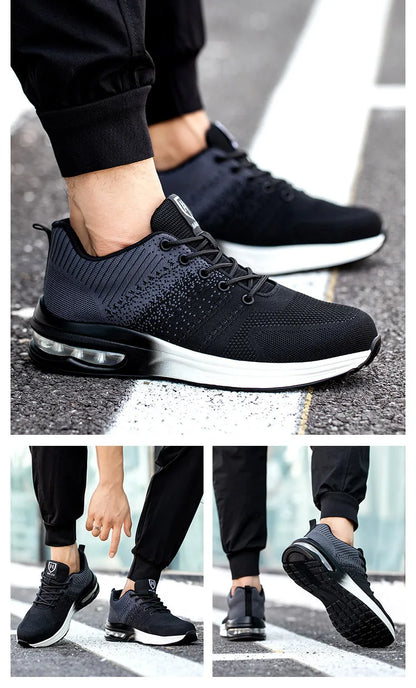 Indestructible Safety Shoes For Men Steel Toe Anti-Puncture Men's Work Shoes  Lightweight Slip Resistant Air Cushion Sneaker  ﻿