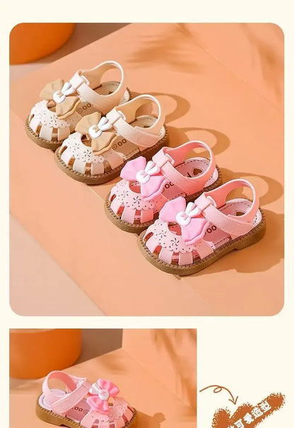 2026 Solid Bow Children's Summer Shoes Cute PVC Beach Non Slip Sandals For Baby Girls Footwear Soft Infant Kids Fashion Sandals