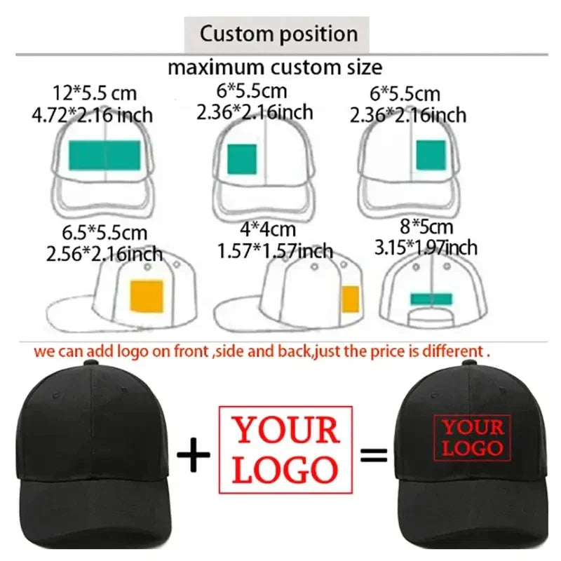 Baseball Caps Custom DIY For Men Woman Hat Custom Logo Men's cap Print Text Design Trucker velcro Hat designer cap men