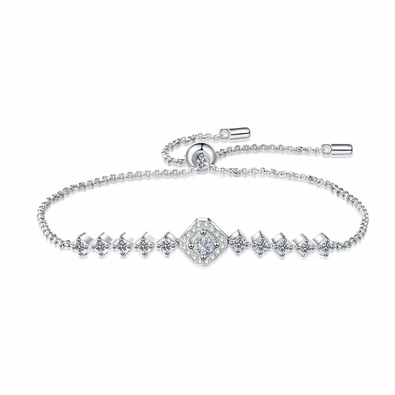 3*3mm 0.7cttw Full Moissanite Bracelets for Women Princess Cut Square Luxury Chian S925 Sterling Silver Wholesale Jewelry