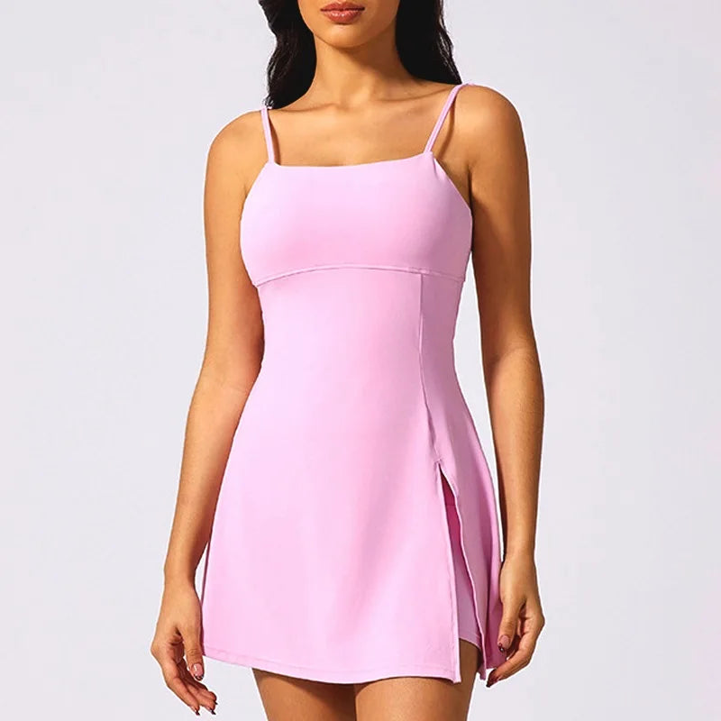 Safe Sports Dress Golf Tennis Gym Yoga Dresses Women Girl Running Workout Long Skirts Fitness Outdoor One Piece Dress
