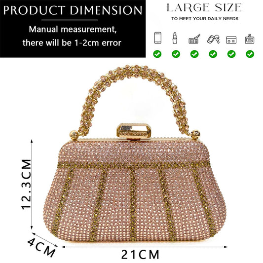 Nigerian Heel Party for Women Shoes and Bag Set Champagne Colour Rhinestone Handbag Italian Design Wedding INS 2024
