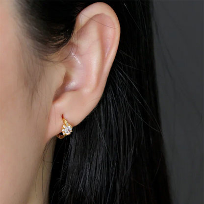 925 Sterling Silver Luxury Shiny Zircon Huggies Hoop Earrings for Women Fashion Elegant Charms Wedding Party Jewelry Gift