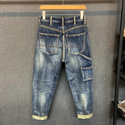 Autumn and Spring Fashion Trend American Vintage Straight Leg Denim Pants for Men Casual Loose Comfortable High Quality Pants