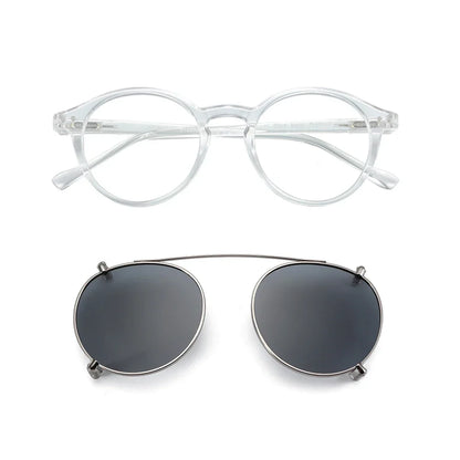 Steampunk Style Glasses (Anti Blue Light Blocking Eyewear) + Clip Lenses（Polarized Sunglasses Clips）for Women Men