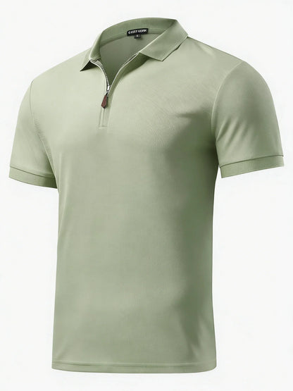 Summer New Men's Fashion Half Pulled Chain Collar Collar Golf T-shirt, Golf Slimming Short Sleeve Top, Casual Men's Top M-5XL