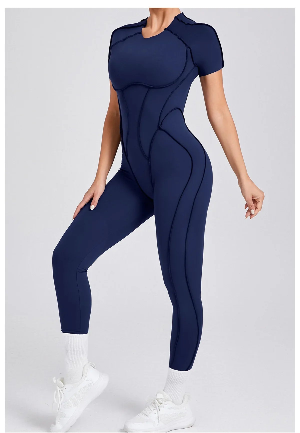 Women's High Elasticity Sports Bodysuit Kit Yoga Fitness Jumpsuit Open Back Hip-Lift Outdoors Gym Workout Sexy Fitness Outfit