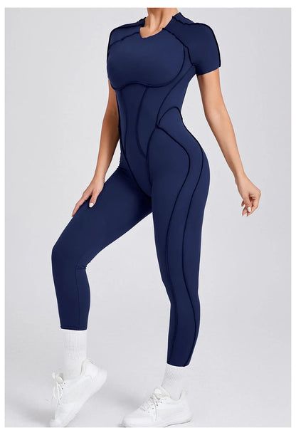 Women's High Elasticity Sports Bodysuit Kit Yoga Fitness Jumpsuit Open Back Hip-Lift Outdoors Gym Workout Sexy Fitness Outfit