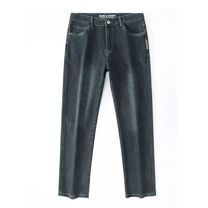 Men's Spring Autumn Soft Baggy Jeans Casual Straight Stretch Wide-Leg Business Denim Pants Versatile Comfortable Loose Trousers