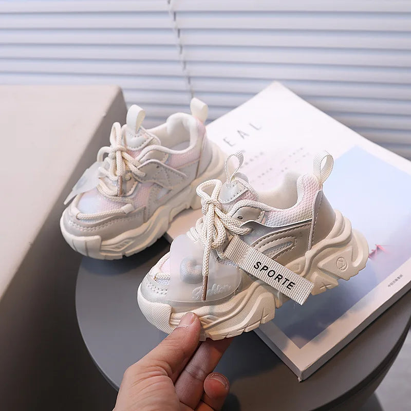 Girl Child Sport Shoe 2026 Spring Mesh Breathable Toddlers School Running Sneakers Fashion Non-slip Kids Boys Basketball Shoes