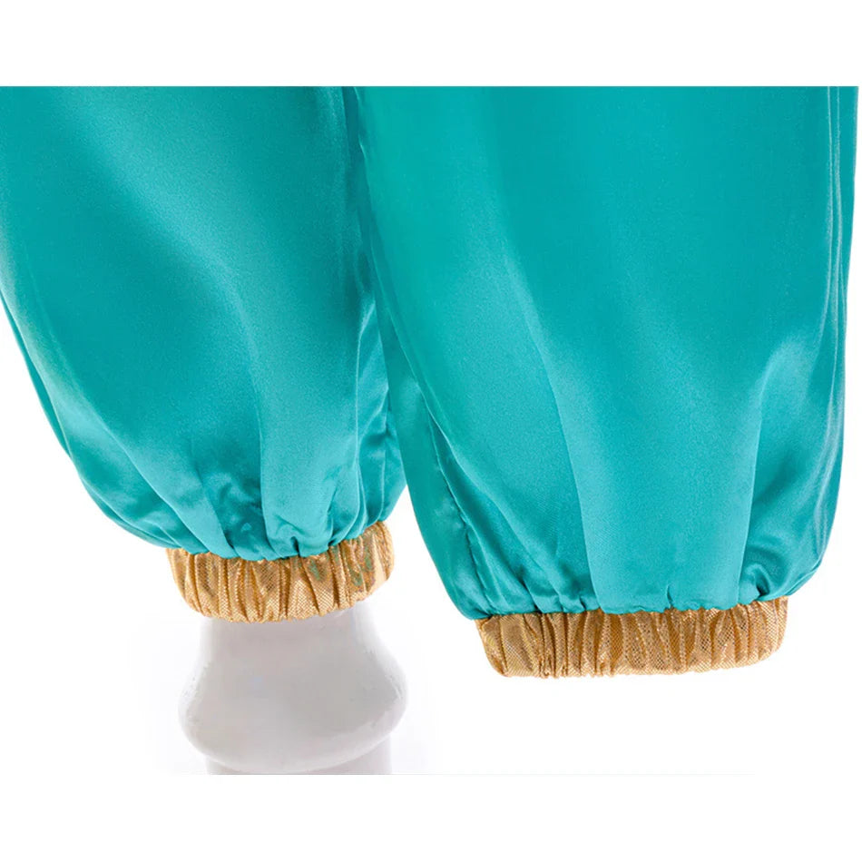 Aladdin Princess Girl Dress Jasmine Two-piece Set Kids Film Role Play Costume Halloween Party Clothes Children Birthday Gift