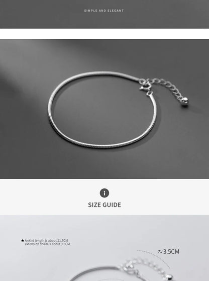 Hight Quality 100% 925 Sterling Silver Fashion Classic Snake Chain Bracelet Anklet Link for Women Fine Jewelry Bijoux
