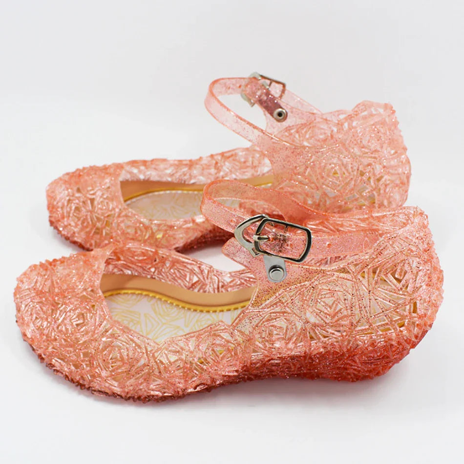 Toddler Infant Kids Baby Girls Summer Crystal Sandals Frozen Princess Jelly High-Heeled Shoes Party Dance Shoes Snow White Shoes