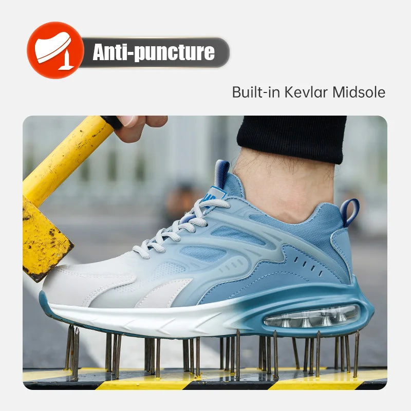 Ultra light work shoes for men, with cushioning, anti impact, anti puncture, comfortable, breathable and safe shoes