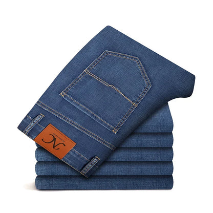 2026 New in Lyocell Fabric Summer Ultra-thin Men's Jeans Soft Drape Loose Straight Casual Denim Pants Street Wide Leg Trousers