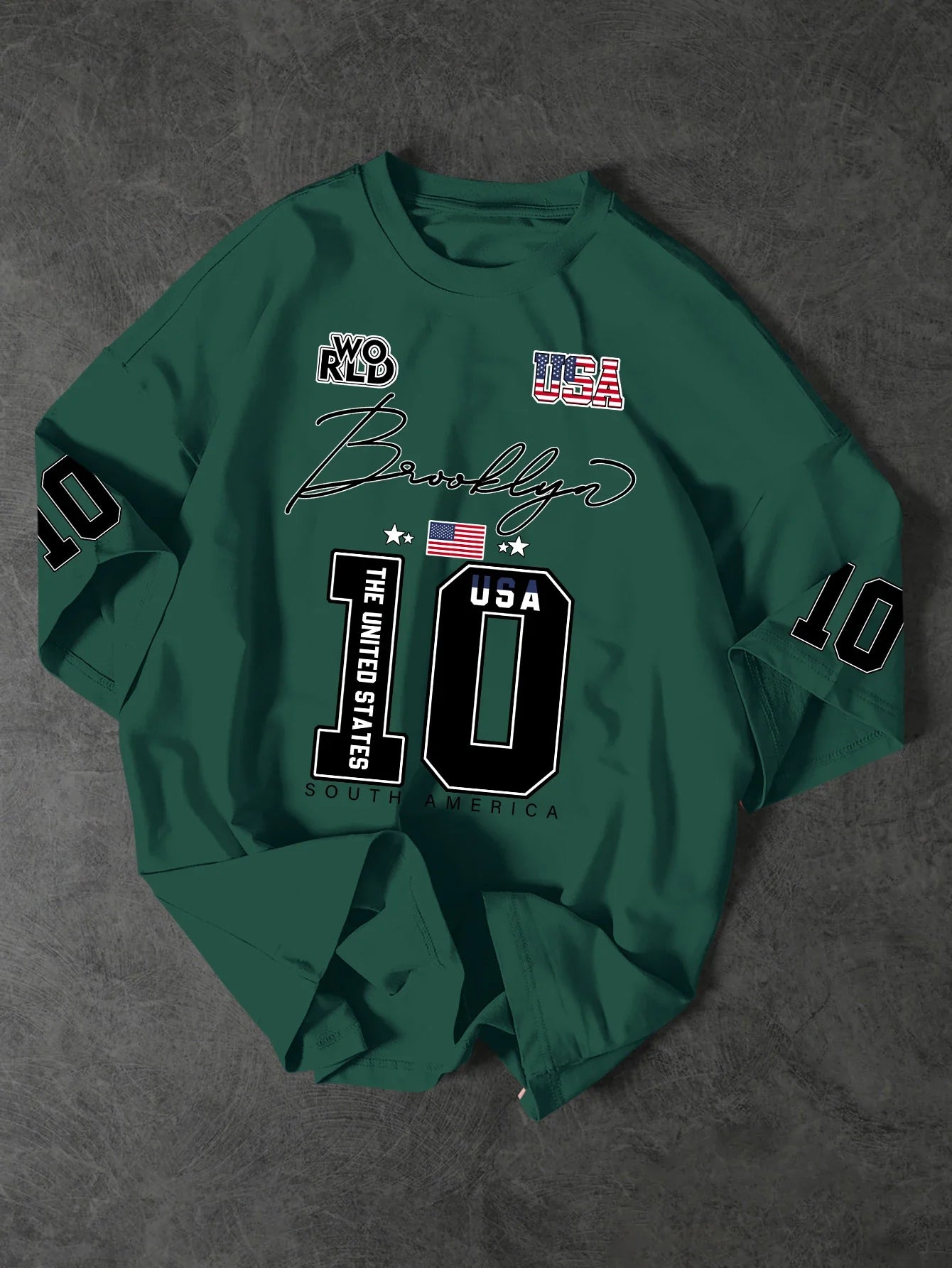 New Men's Brooklyn 10 T-Shirt USA Flag Graphic Print Streetwear Crew Neck Short Sleeve Polyester Tops S-2XL