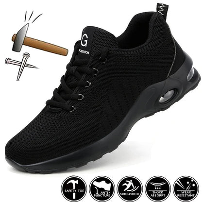 Summer Air Cushion Work Safety Shoes For Men Breathable Work Sneakers Steel Toe Shoes Anti-puncture Safety Protective Shoes