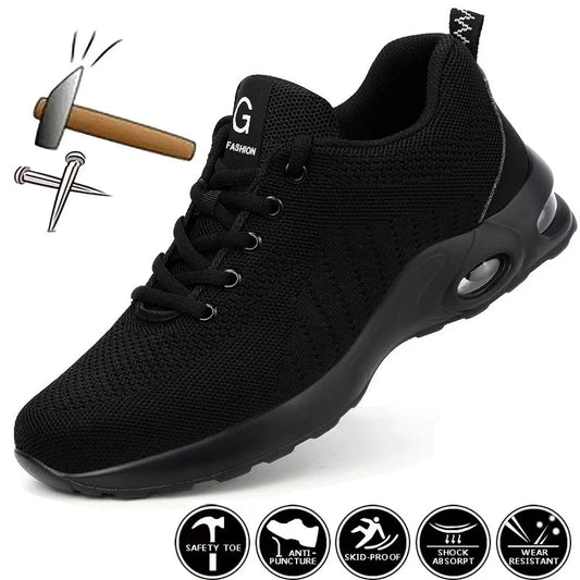 Summer Air Cushion Work Safety Shoes For Men Breathable Work Sneakers Steel Toe Shoes Anti-puncture Safety Protective Shoes