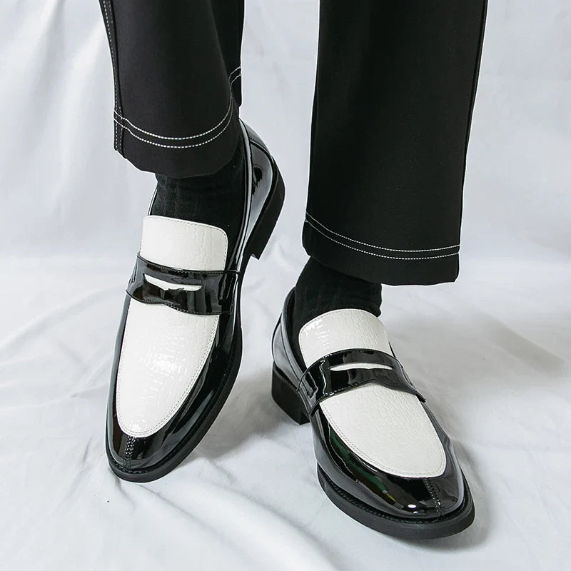 Loafers Shoes Men Color Blocked Business Casual Fashion Round Head Formal Wedding Shoes