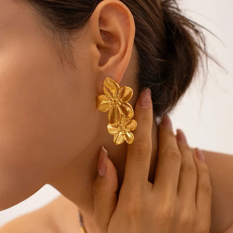 Vintage Earrings Women Bohemian Big Irregular Geometric Gold Metal Dangle Drop Earrings Exaggerated Jewelry 2024