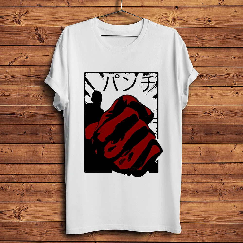 one punch Hero,Saitama,OK MAN,Funny Anime Tshirt ,Men White Casual Short Sleeve T-Shirt,Unisex Streetwear,manga Tee