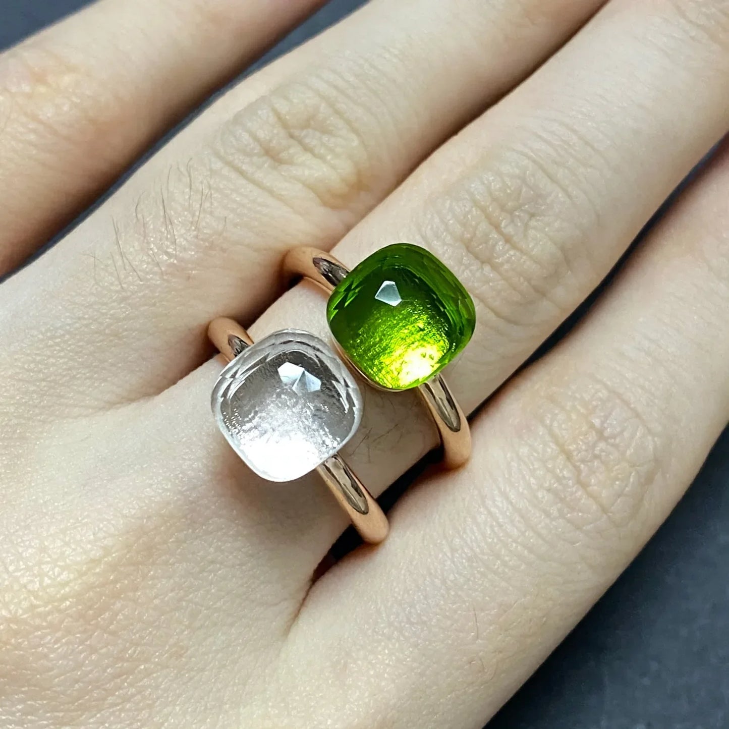 Stylish Purple Crystal Rose Gold Plated Candy Ring 30 Colors Simple Candy Color Jewelry Gift for Women Valentine's Day