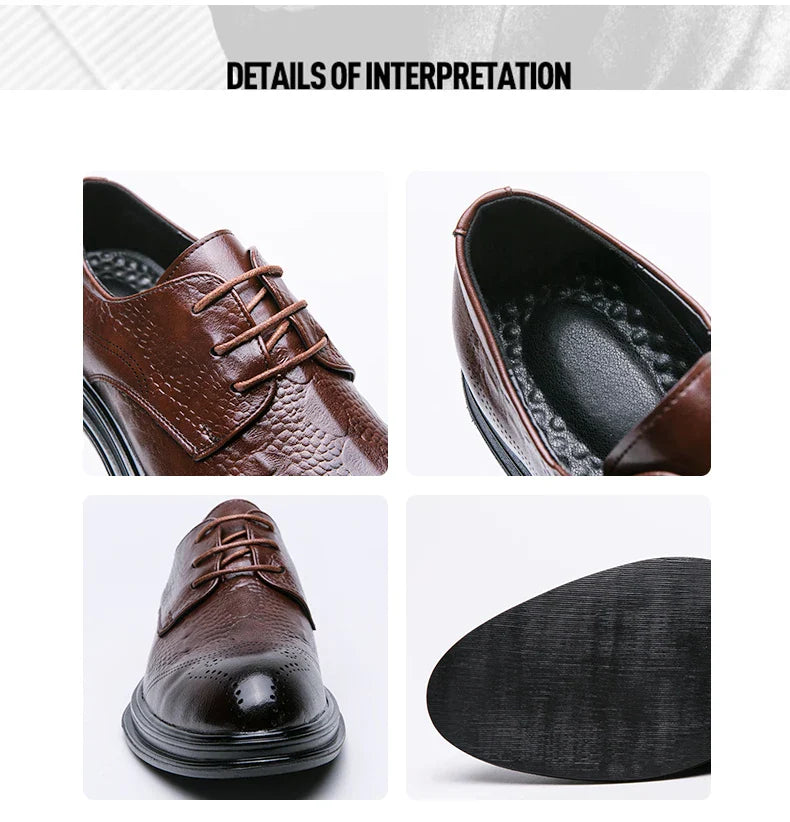 Luxury Men Brogue Dress Shoes Men Suit Casual Shoes Formal Business Leather Shoes Men Brown Wedding Italian Banquet Shoe Size 46