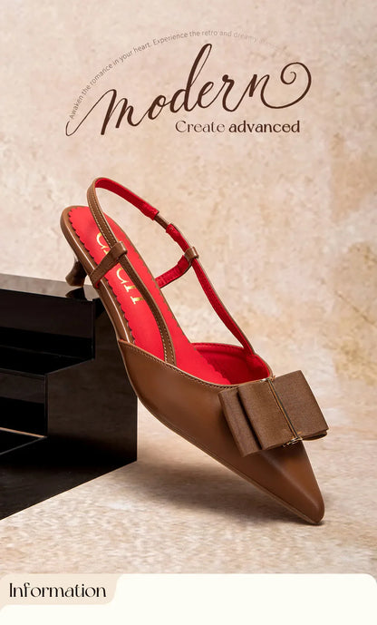 Woman High Heels Brown New Summer Strap Design Pointed Casual Elegant Workplace Ladies Classic Sandals