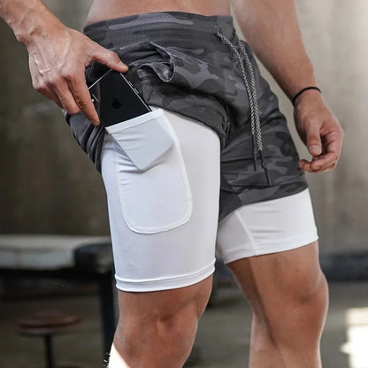 Running Shorts Men Gym Sports Shorts 2 In 1 Quick Dry Workout Training Gym