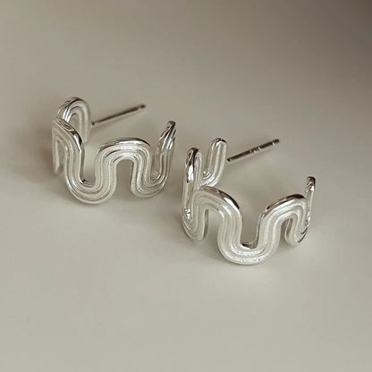 New 925 Sterling Silver Hoop Earrings Pearl Droplet Irregular Vintage Punk For Women Girl Gift Jewelry Dropshipping Wholesale