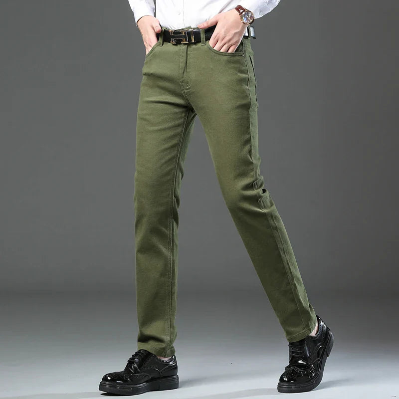 Men's New 92% Cotton Spring Autumn Jeans Stretch Straight Fashion Business Office Trousers Male Casual Plus Size Denim Pants