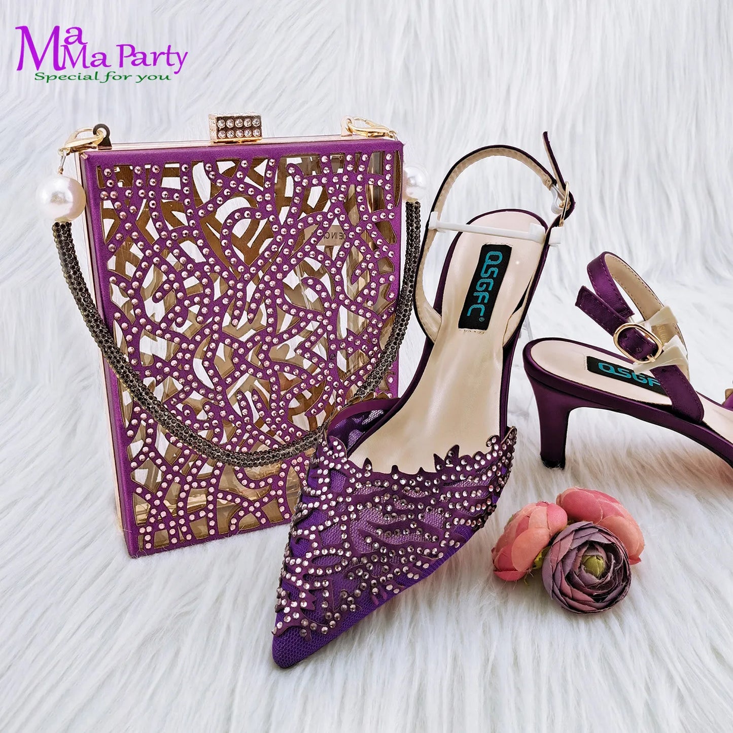 Mature Style INS Hot Sale Italian Design Shoes and Bag to Match in Wine Color High Quality  Hollowing out Design for Dress