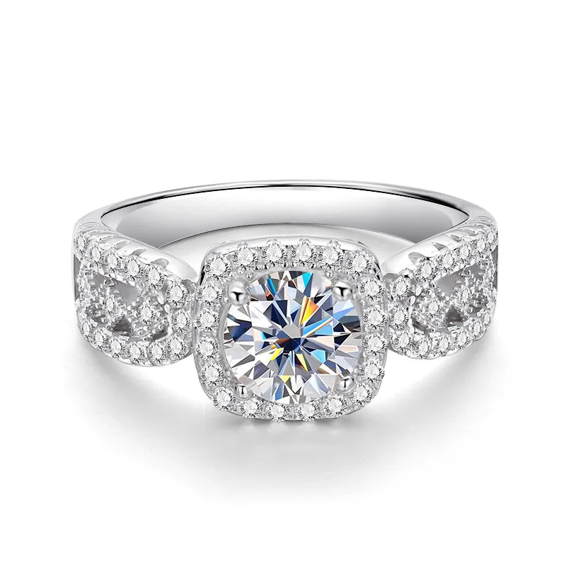 1ct D Color Moissanite Ring for Women GRA Certified Lab Diamond Engagement Wedding Band 925 Sterling Silver Luxury Ring