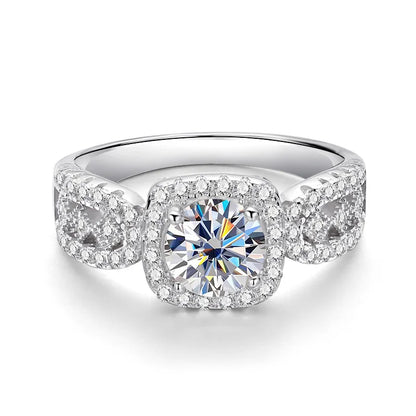 1ct D Color Moissanite Ring for Women GRA Certified Lab Diamond Engagement Wedding Band 925 Sterling Silver Luxury Ring