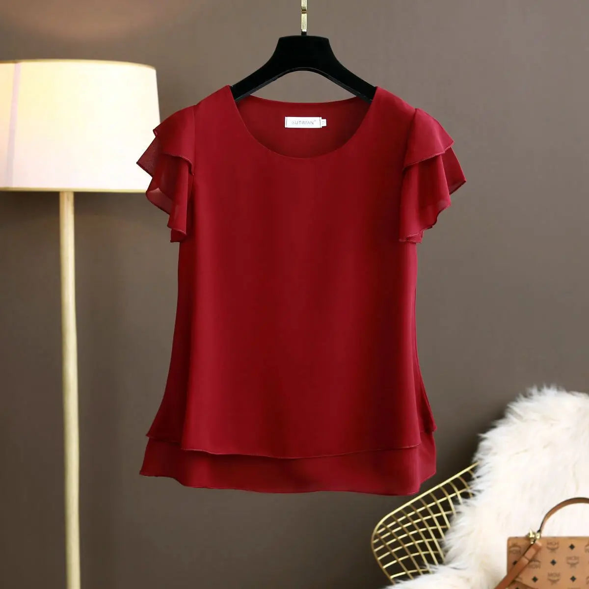 Fashion Brand Summer Oversized Loose and Thin Casual Blouse Top Short Sleeve Chiffon Top White Blouse Green Women’s Tops M-6XL