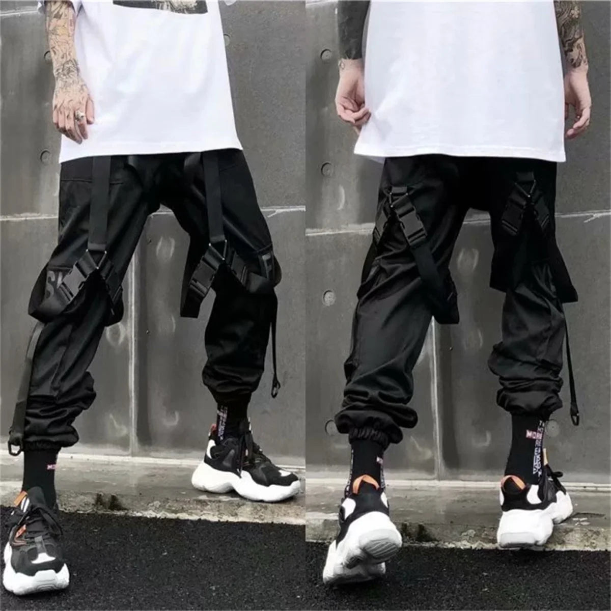 Techwear Cargo Pants Men Y2k Clothes Gothic Punk Harajuku Anime Streetwear Joggers Men's Pants Military Casual Harem Pants