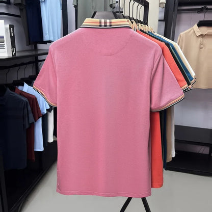 Designer brand men's short sleeve polo shirt new embroidery silky cotton breathable summer Korean fashion casual Paul T-shirt