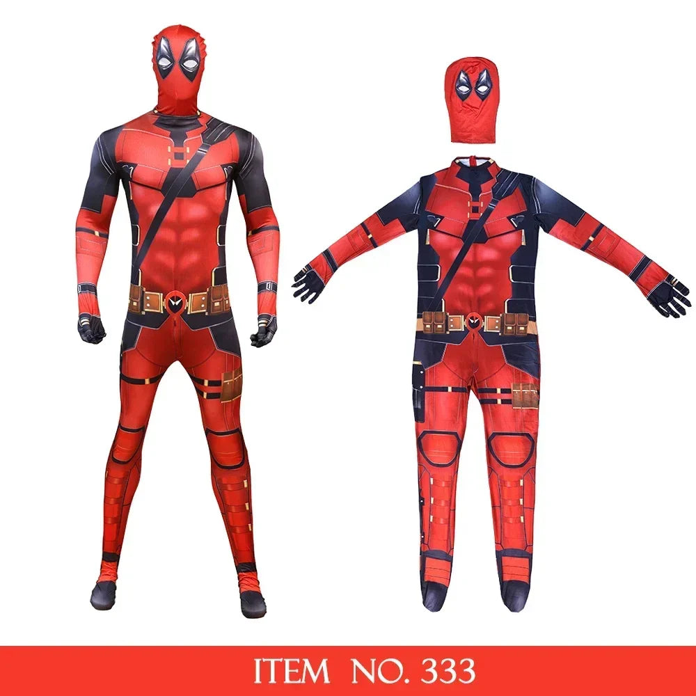 Deadpool Child Costume Halloween Costumes Kids Men Adult Superhero Bodysuit Jumpsuit Children Cosplay Costume Swords Accessories