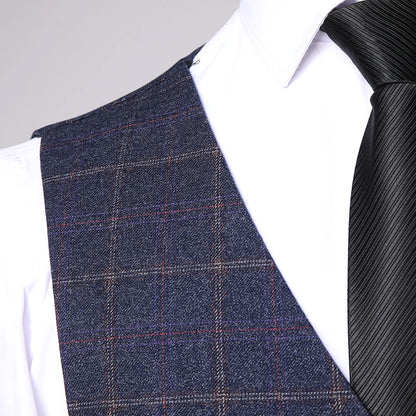 Blazer Vest Pants  Boutique Plaid Men's Formal Groom Wedding Dress Slim Suit 3Pcs or 2Pcs Men's Casual Business Suit Tuxedo