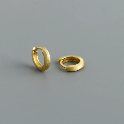 925 Sterling Silver Minimalist Matte Gothic Unisex Huggies Ear Hoop Earrings for Women Men Piercing Ear Buckle Jewelry