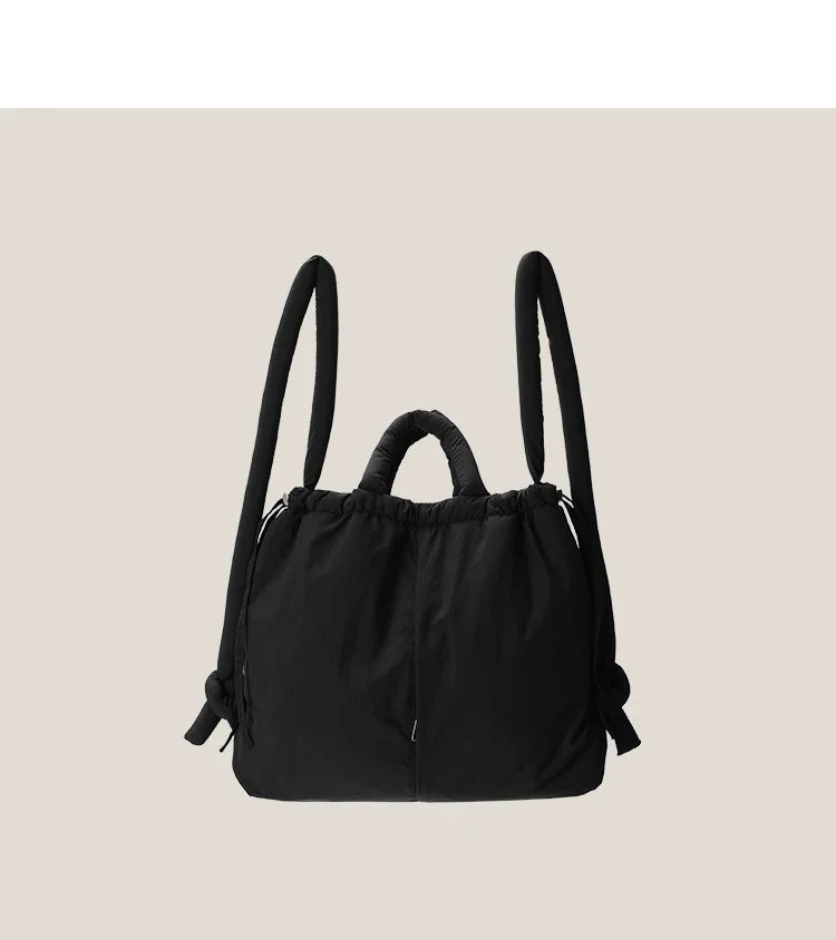Casual nylon padded tote bag designer soft puffer women shoulder crossbody bags Simple Vintage large capacity handbags 2025