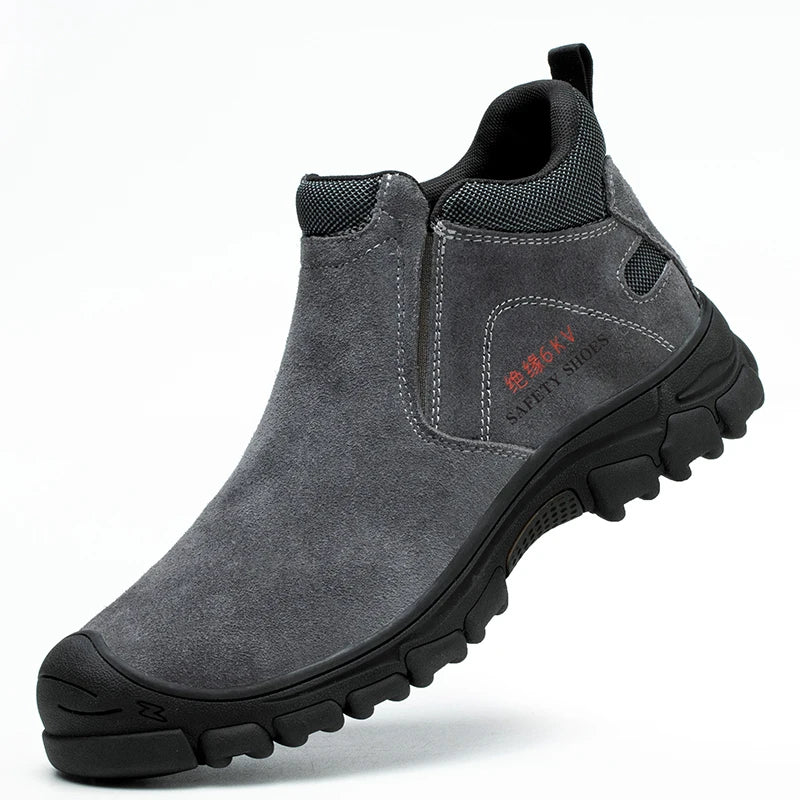 Mens Steel Toe Safety Shoes Breathable Soft Non Slip Work Boots Protective Comfortable Footwear for Men Insulation 6KV Shoes
