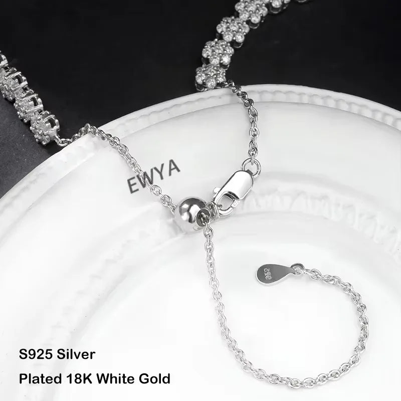Flower GRA Certified Full 1.5/2.5/3mm D Color Moissanite Bracelet for Woman Men Silver 925 Diamond Hand Link Bracelets Gift