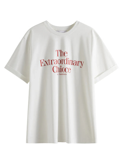 Round Neck Casual All-match Letter Short-sleeved T-shirt for Women 2025 Summer Vacation Season Fashionable Top 25FS12211
