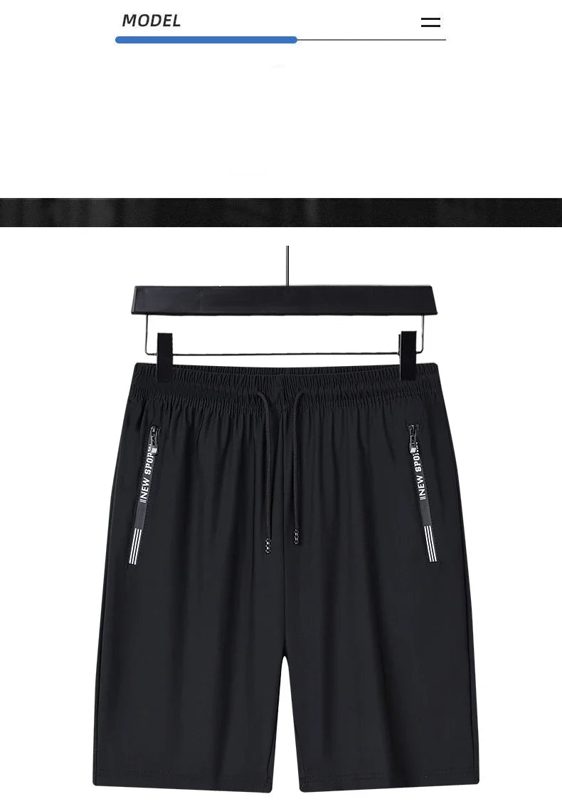 Summer Shorts Gym Fitness Men Plus Size Casual Shorts 6XL 7XL 8XL Big Size Shorts Men Ice Silk Stretchy Beach Shorts Breathable